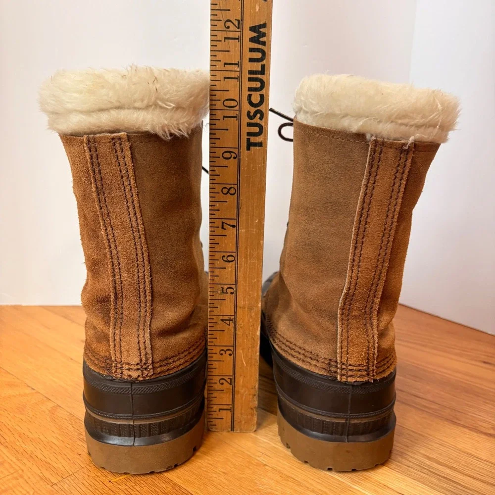 Sorel Kaufman Caribou Mens 9 Brown Suede Rubber Winter Snow Duck Boots USA Made